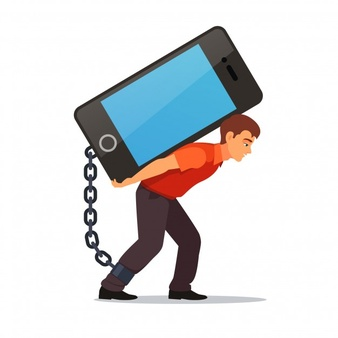 Man carrying a Phone  as a burden
